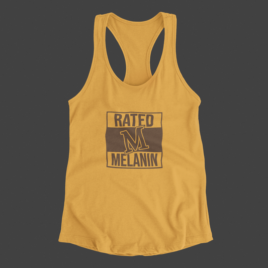 Racerback Tank Top, Rated Melanin Puff 3D Print