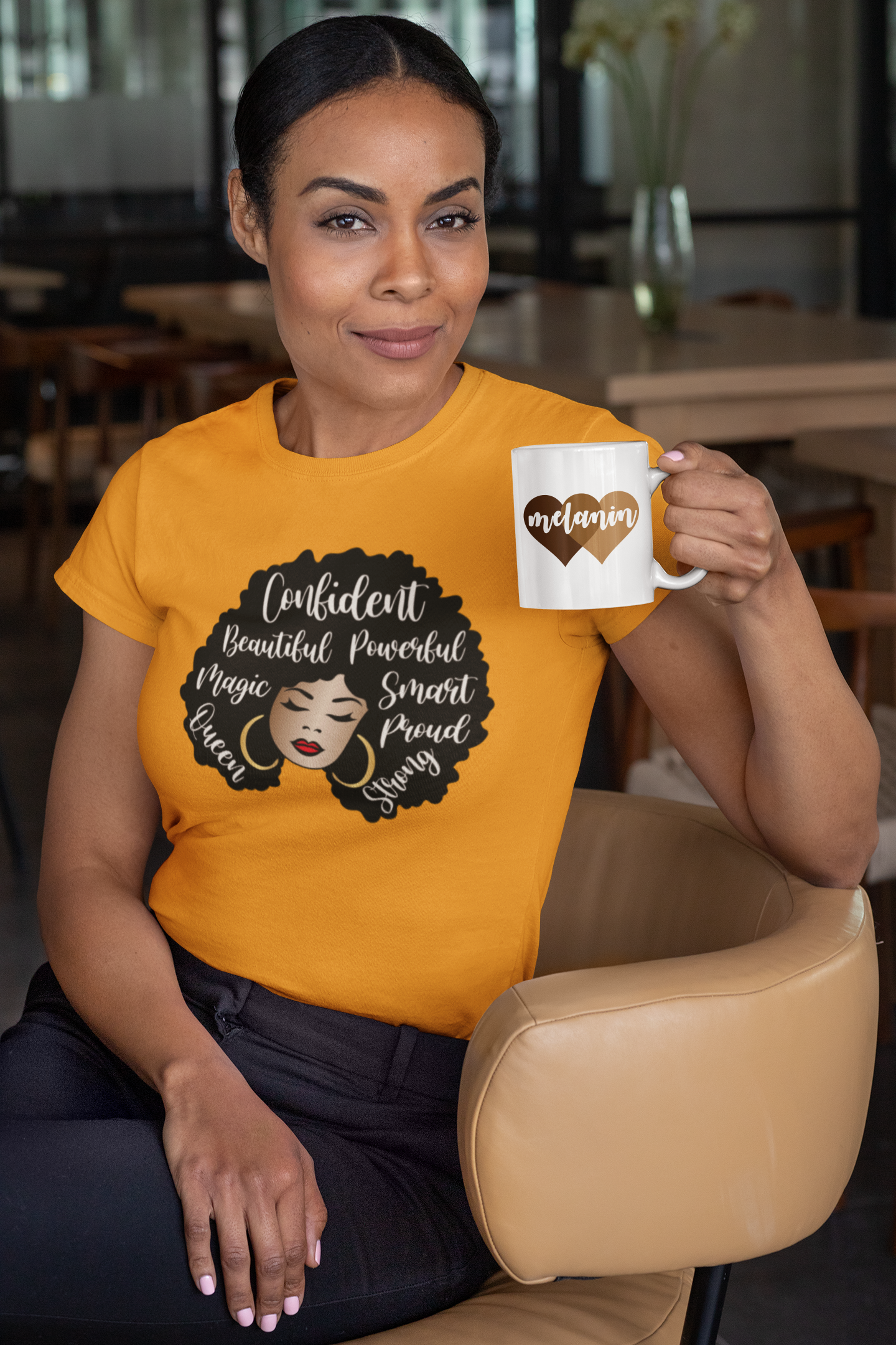Short Sleeve Junior Slimfit TShirt, Afro Diva