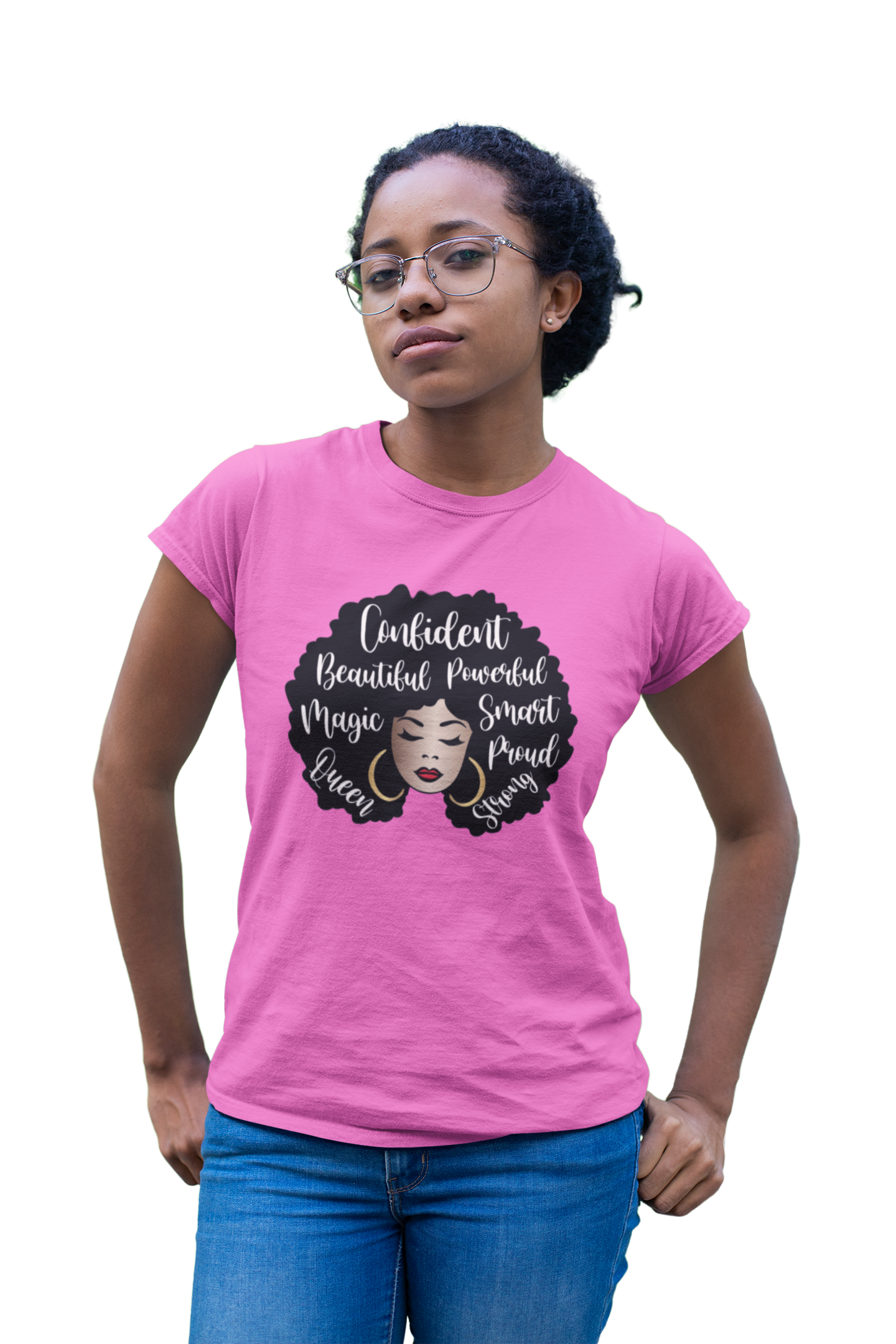 Short Sleeve Junior Slimfit TShirt, Afro Diva